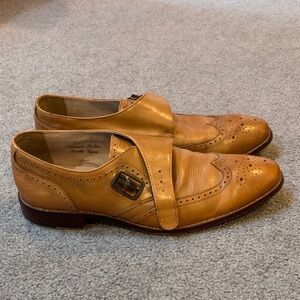 Joseph Abboud Tan Leather Oxfords with Buckle